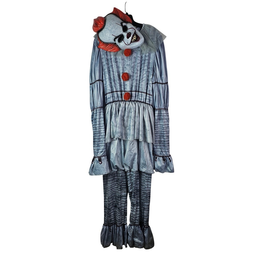 Pennywise IT Dancing Clown Costume & Mask Mens Halloween Horror Cosplay Grey XL
